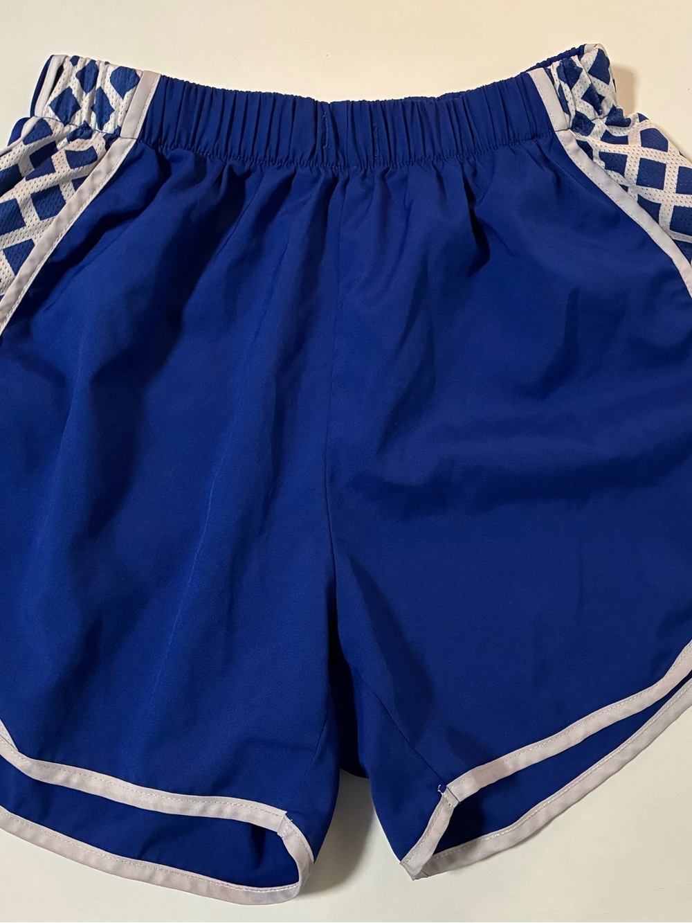 Women’s Athletic Blue Running Shorts with White Trim